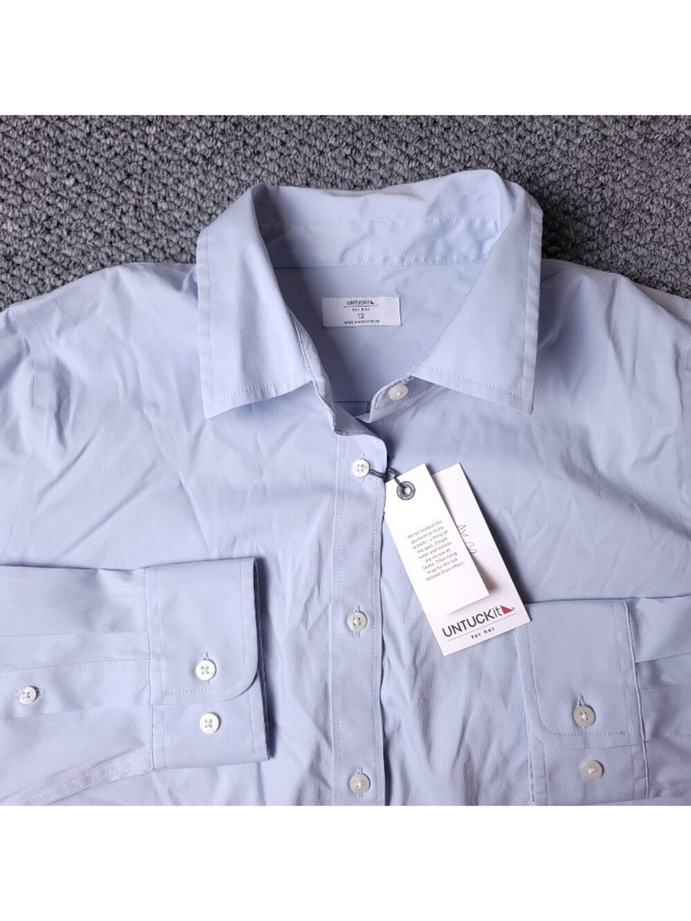 UNTUCKit For Her Bella Shirt Womens 12 Blue Button Long Sleeve Casual Work